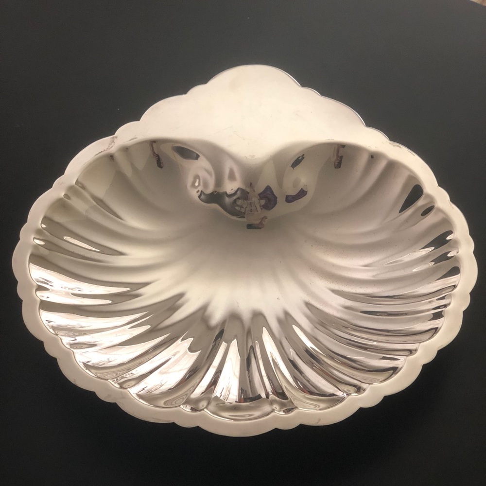 Silver Shell Footed Serving Tray - Large